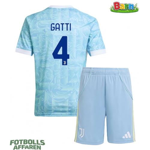 Juventus Federico Gatti #4 Bortaställ Barn 2025-26 Kortärmad (+ Korta byxor)